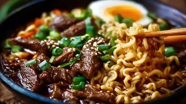 Slow Cooker Beef Ramen Noodles