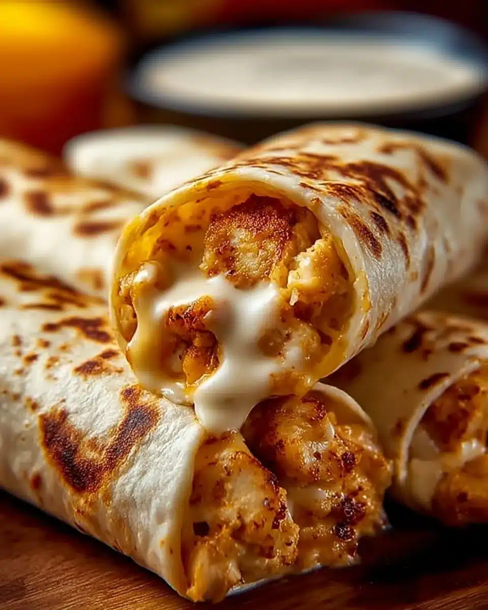 Cheesy Garlic Chicken Wraps