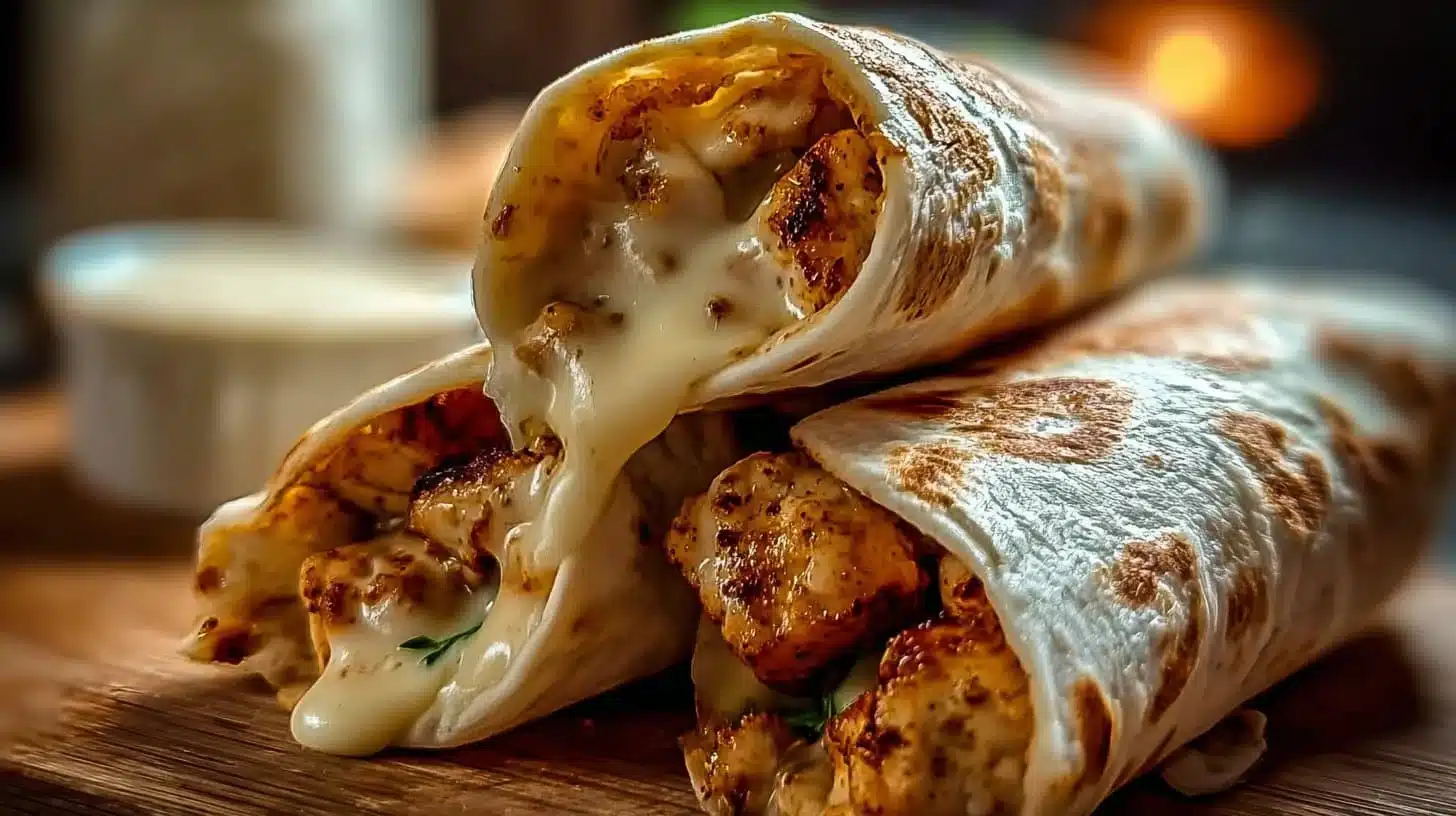 Cheesy Garlic Chicken Wraps