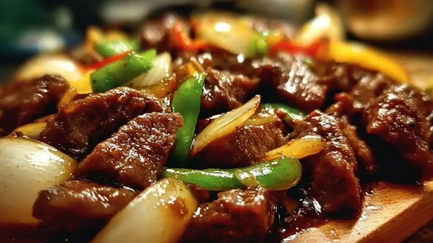Sizzling Chinese Pepper Steak with Onions