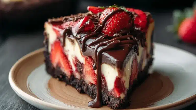 Decadent Chocolate Strawberry Swirl Cheesecake Recipe