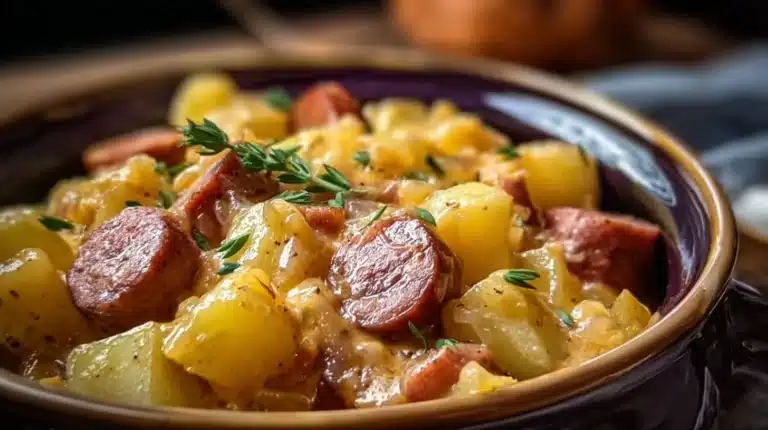Crockpot Cheesy Potatoes and Kielbasa Slow Cooker