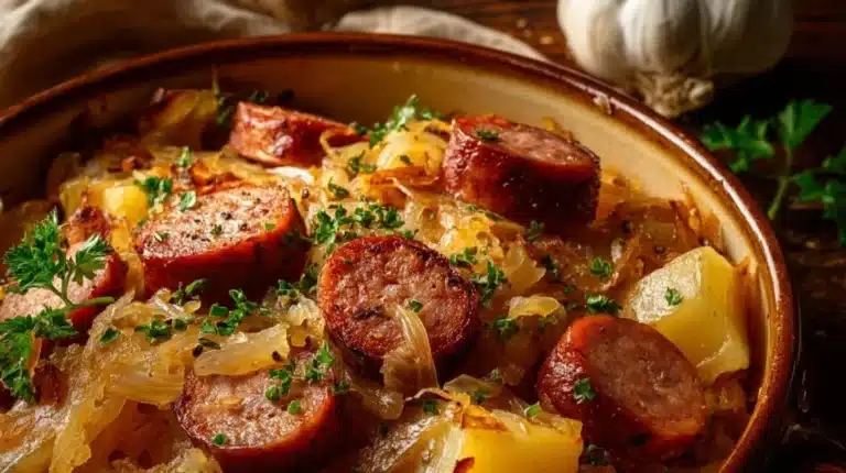 Crockpot Polish Sausage, Sauerkraut & Potatoes