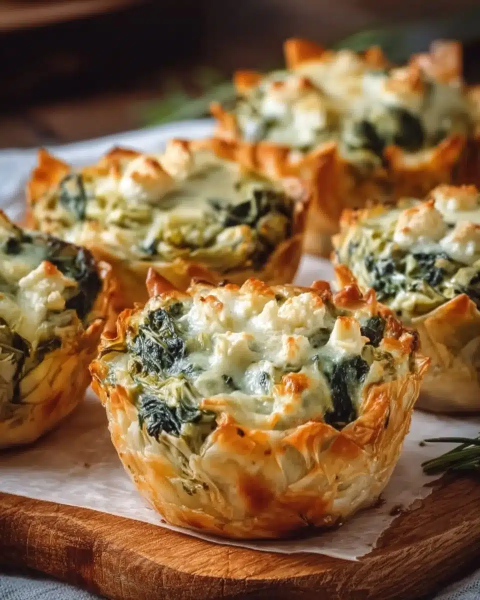 Spinach and Artichoke Dip Cups Recipe | Easy Phyllo Appetizer