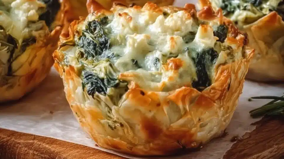 Spinach and Artichoke Dip Cups Recipe | Easy Phyllo Appetizer