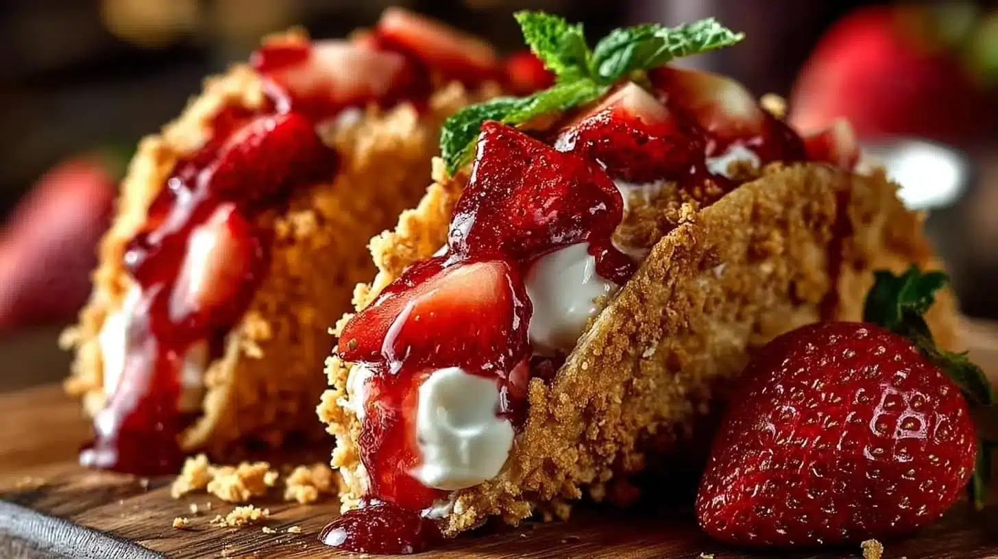 Strawberry Crunch Cheesecake Tacos: Easy Dessert