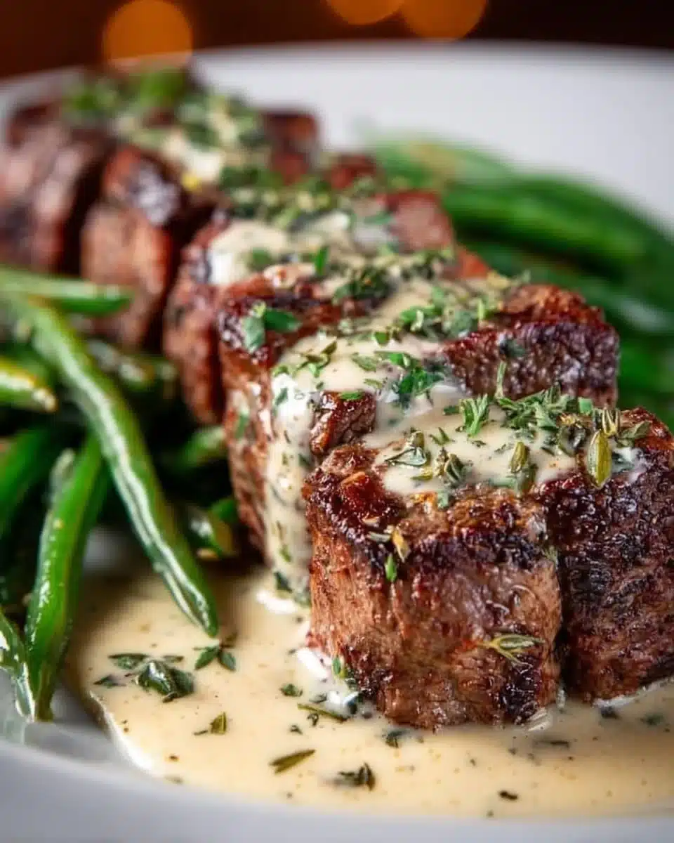 Garlic Butter Steak With Parmesan Cream Sauce