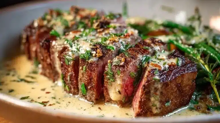 Garlic Butter Steak With Parmesan Cream Sauce