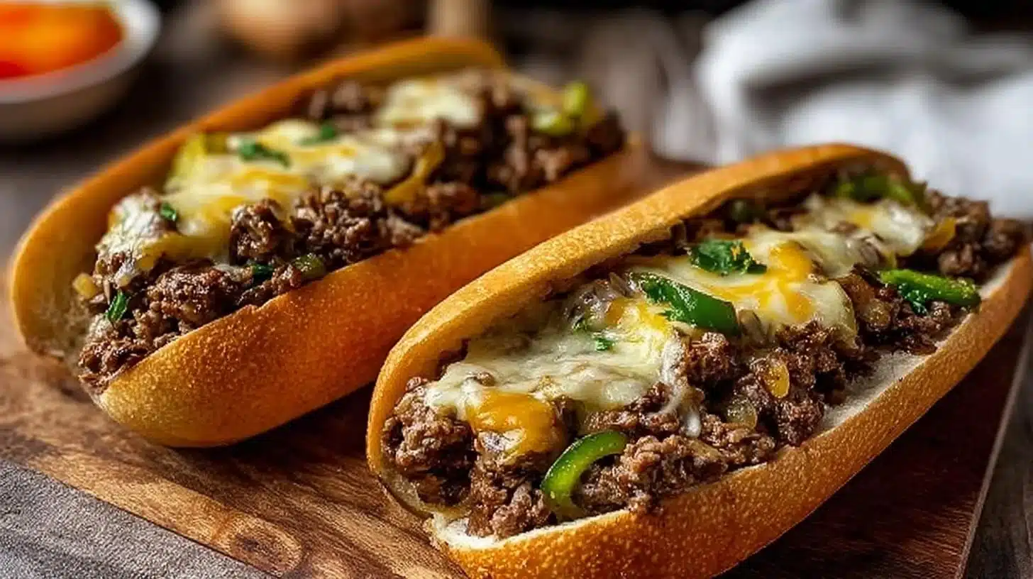 Ground Beef Philly Cheesesteaks