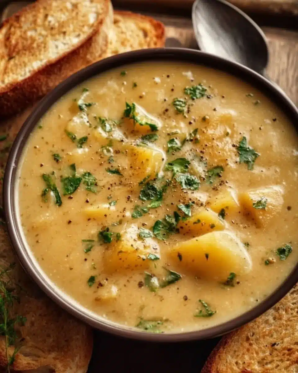 Hearty Cheddar Garlic Herb Potato Soup Recipe