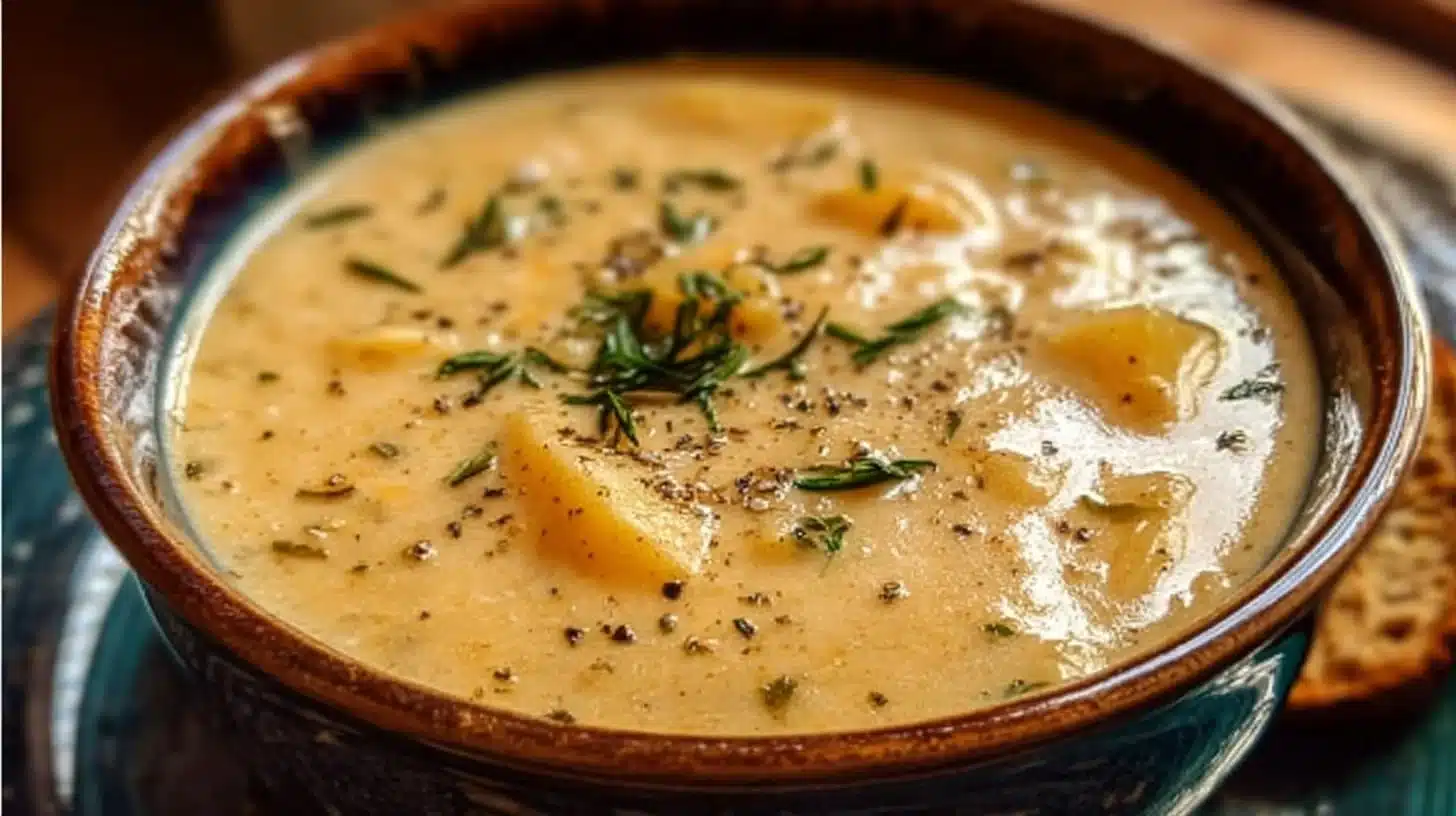 Hearty Cheddar Garlic Herb Potato Soup Recipe