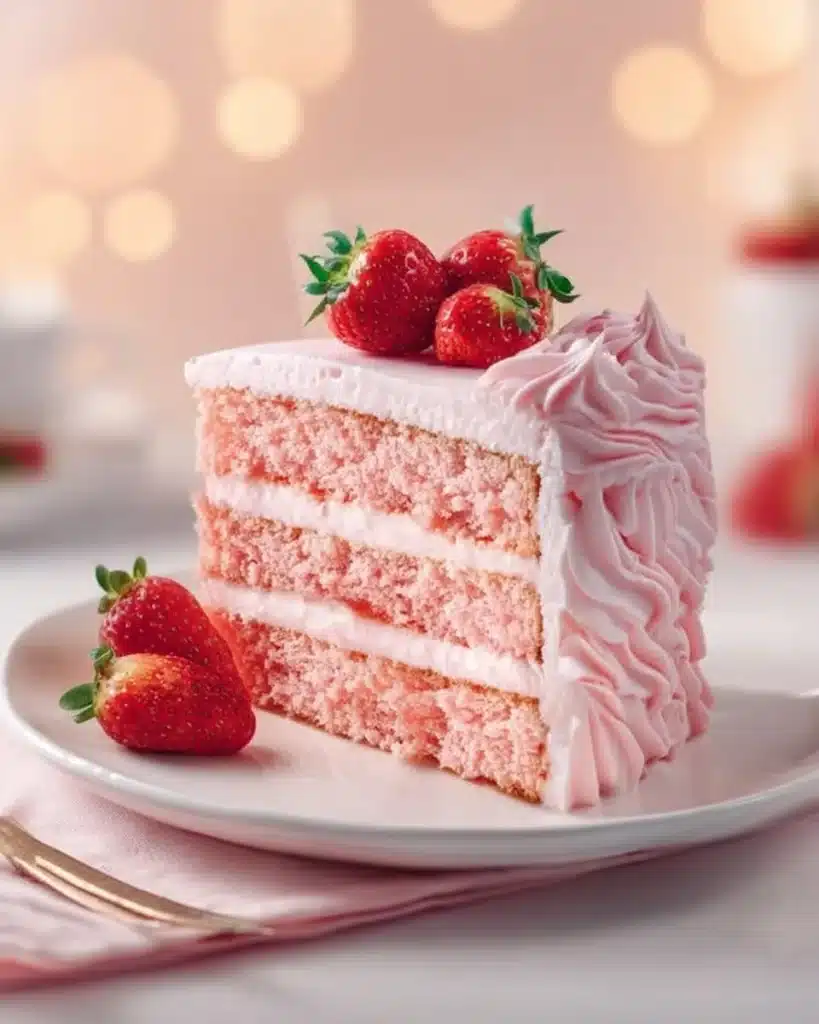 Homemade Strawberry Cake with Strawberry Frosting