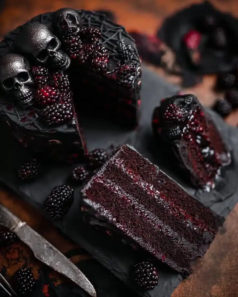 Spooky Black Velvet Halloween Cake