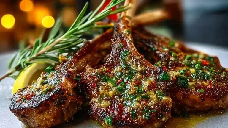 Garlic Rosemary Butter Lamb Chops