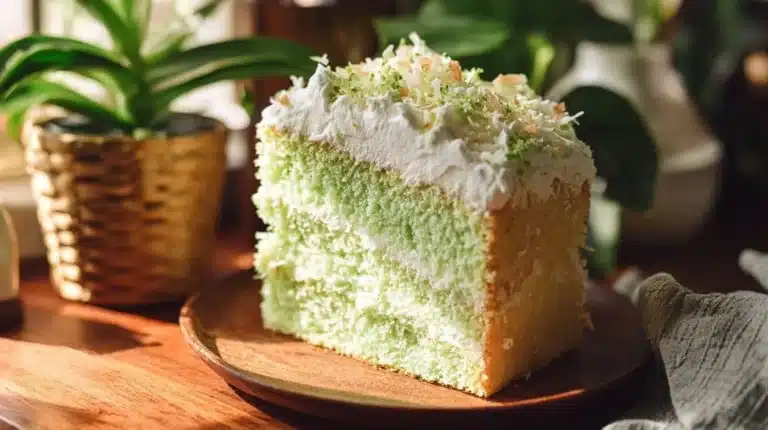 Pandan Chiffon Cake with Coconut Cream Frosting