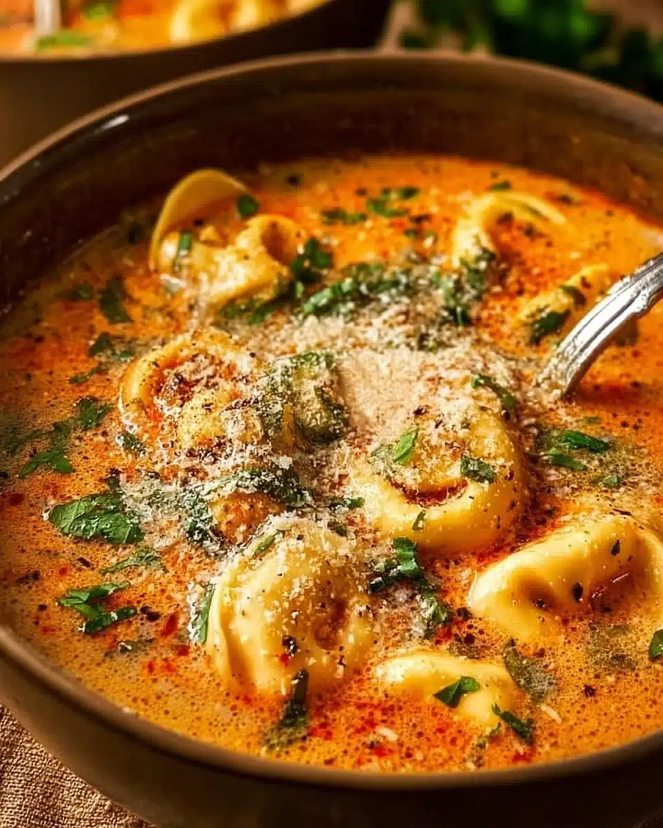 Parmesan Tomato Tortellini Soup