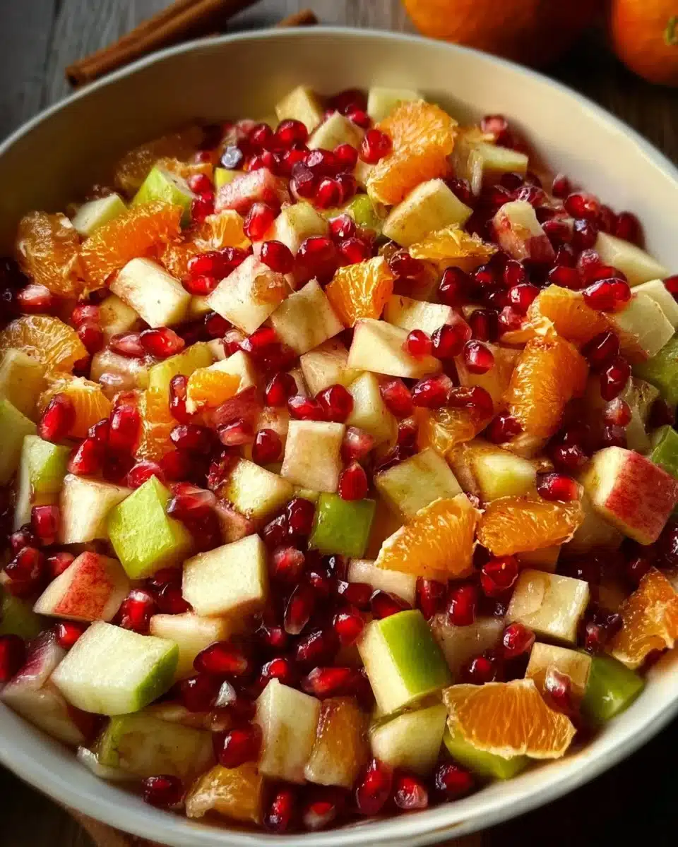 Winter Fruit Salad with Cinnamon Vanilla Dressing