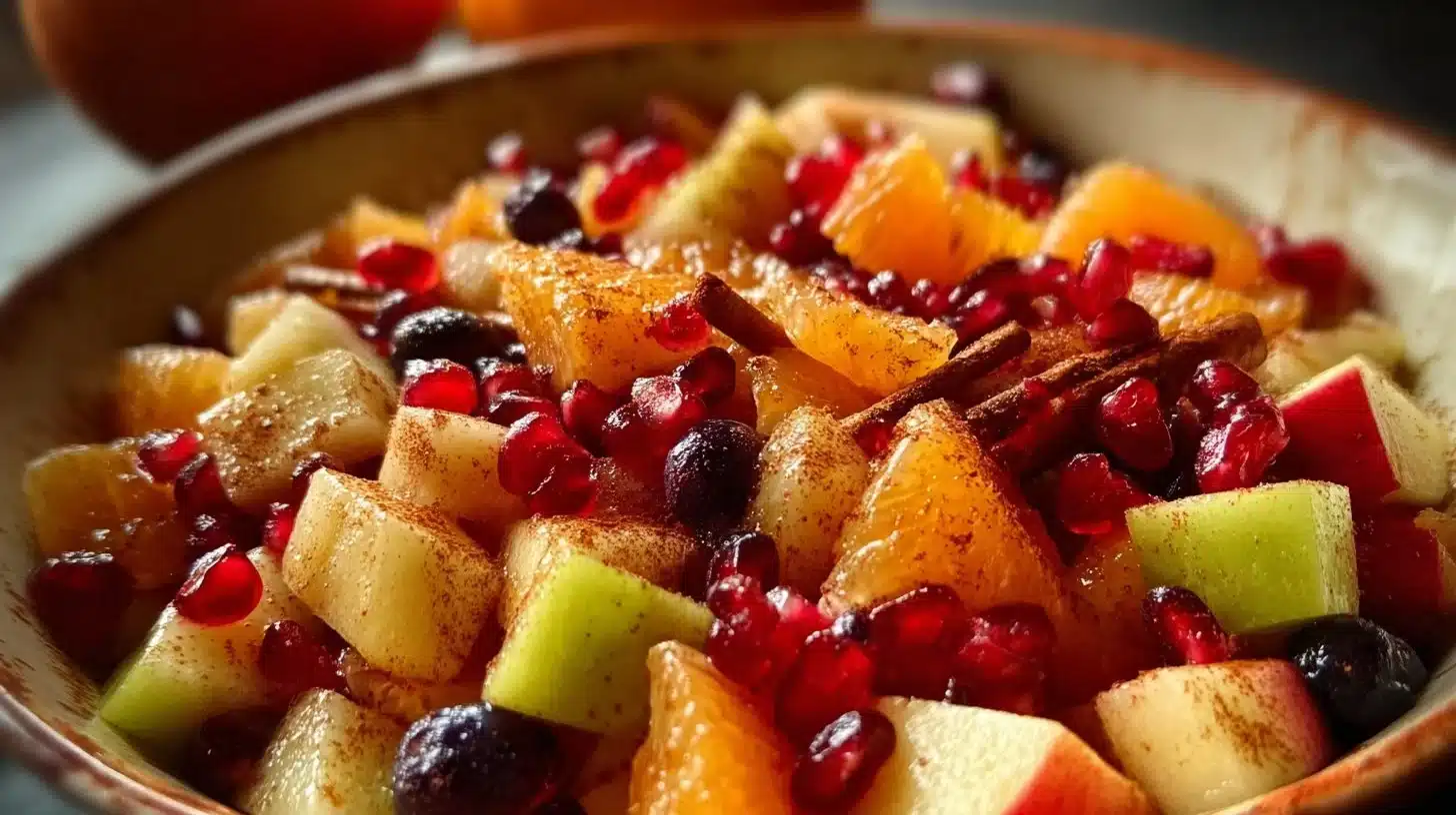 Winter Fruit Salad with Cinnamon Vanilla Dressing
