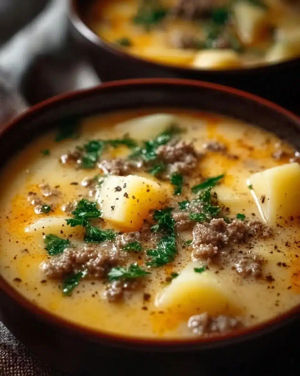 Cheesy Hamburger Potato Soup