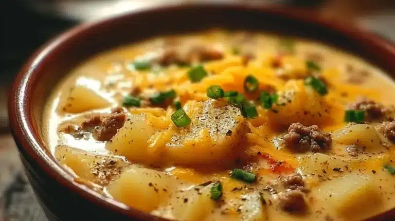 Cheesy Hamburger Potato Soup