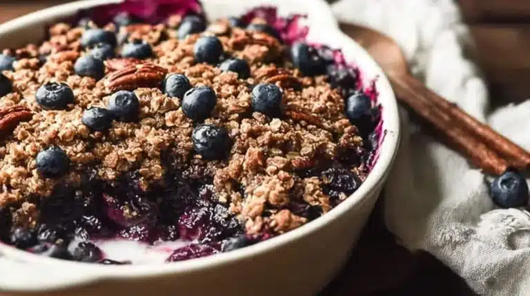 Simple Oat & Pecan Blueberry Crisp Recipe