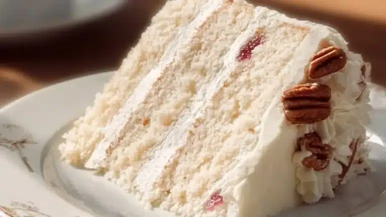 Snowy Bavarian Bliss Cake Layered Coconut Pecan Frosting