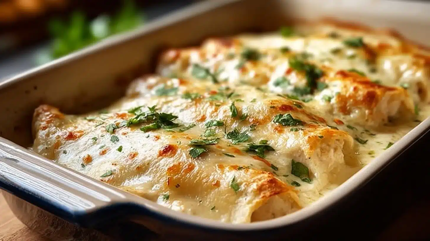 Creamy White Chicken Enchiladas