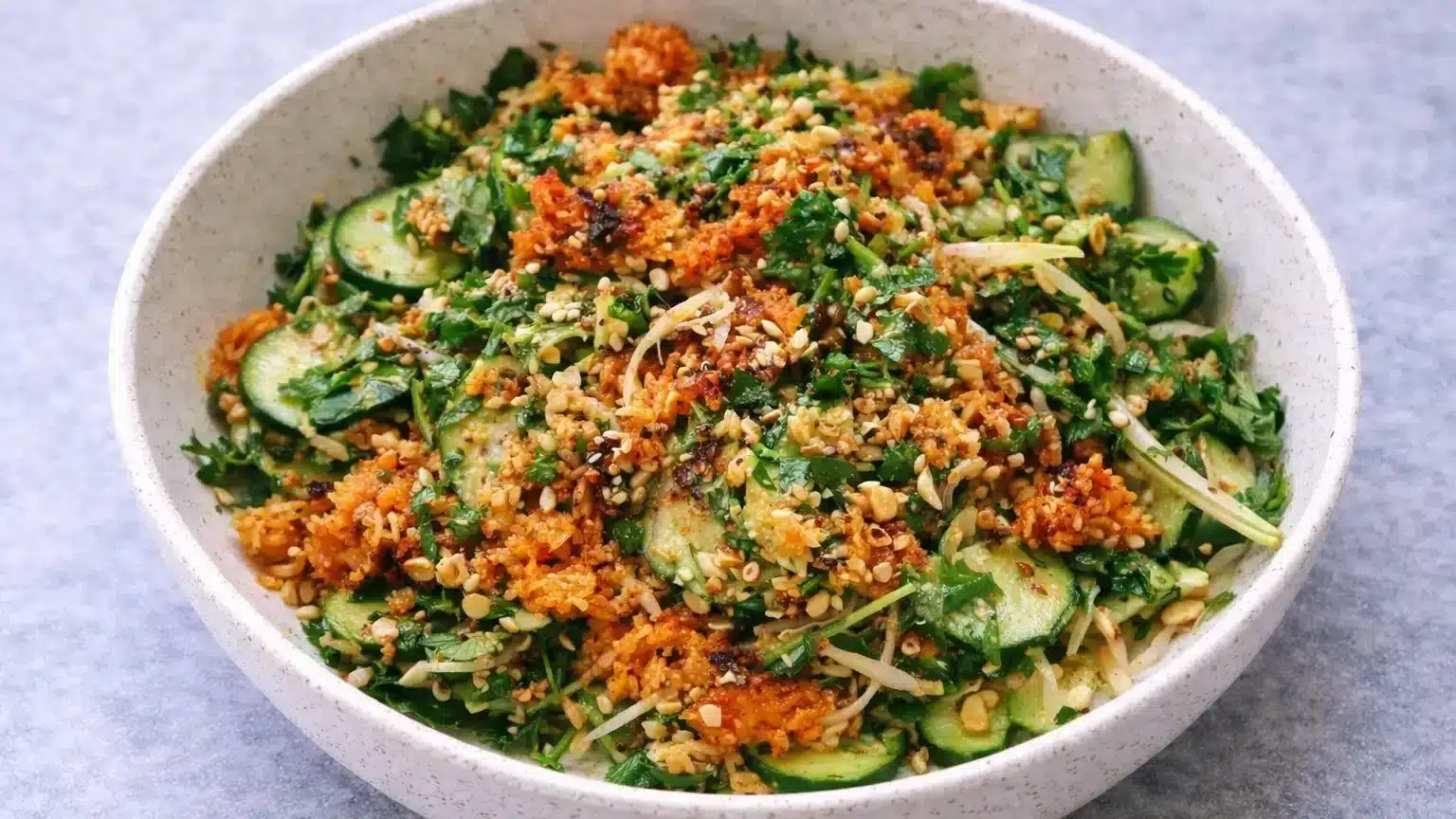 Crispy Rice Salad With Cucumbers And Herbs