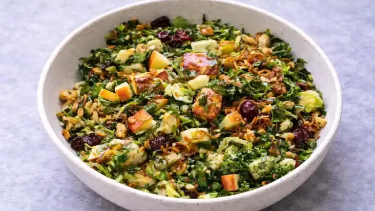 Kale Apple Salad with Crispy Shallots