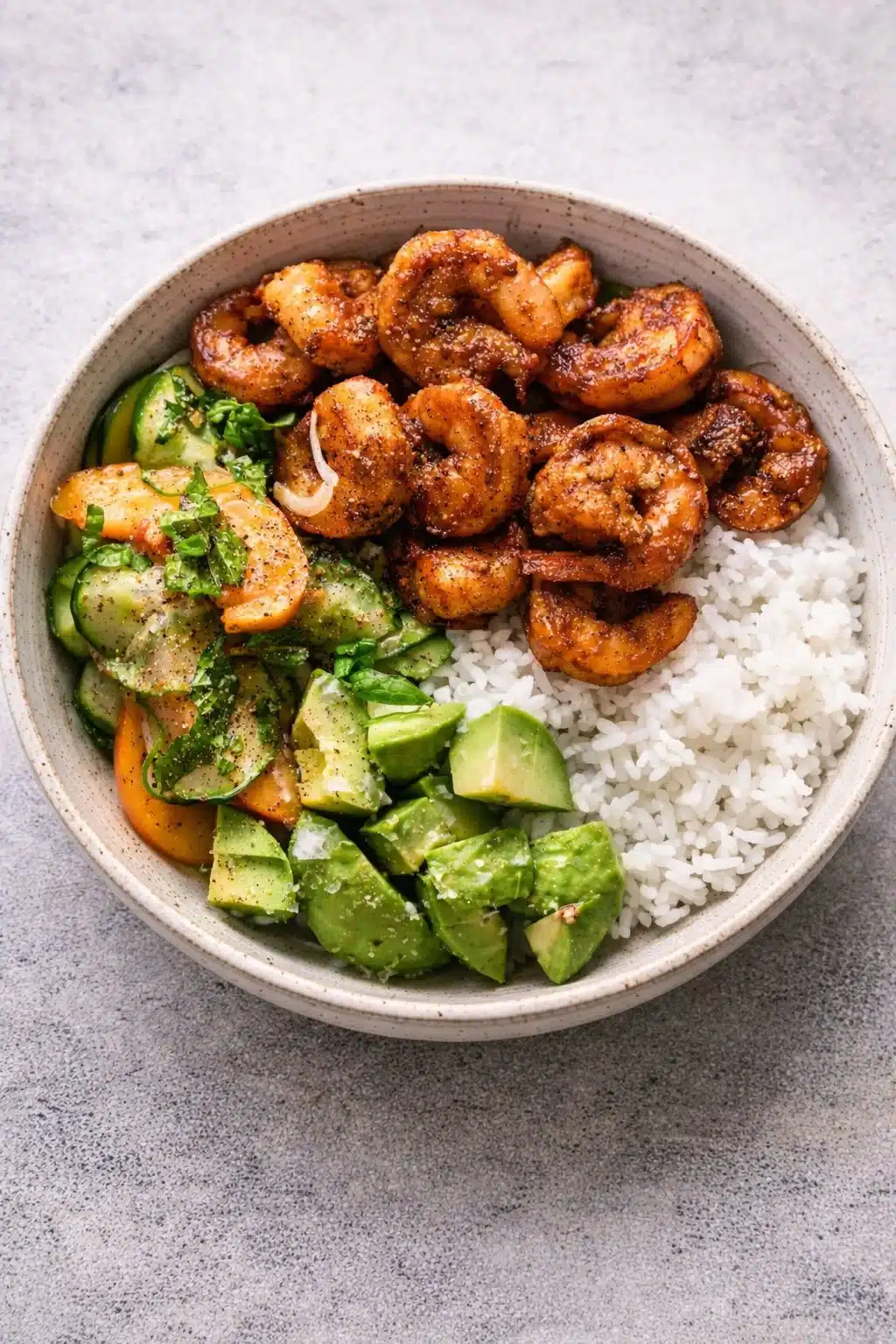 Spicy Shrimp With Peach Salad