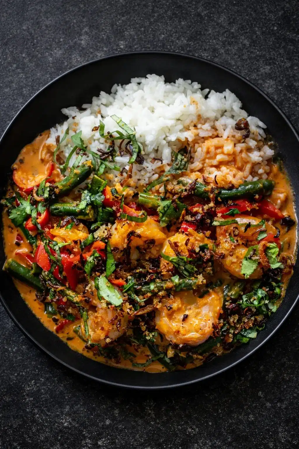 Thai Shrimp Curry With Yummy Shallot Crispies