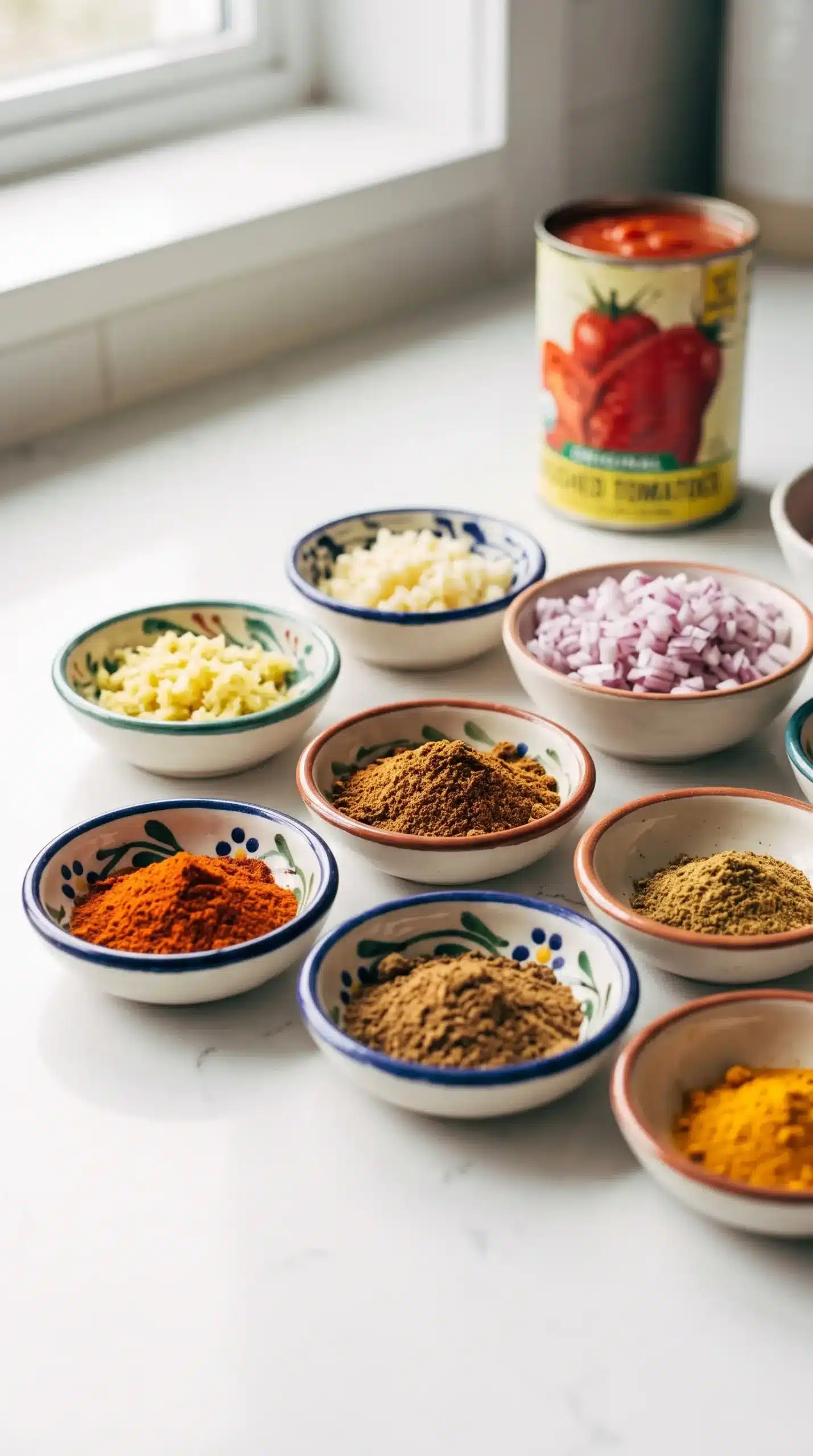 Garam masala and aromatics prepared for butter chicken meatballs sauce