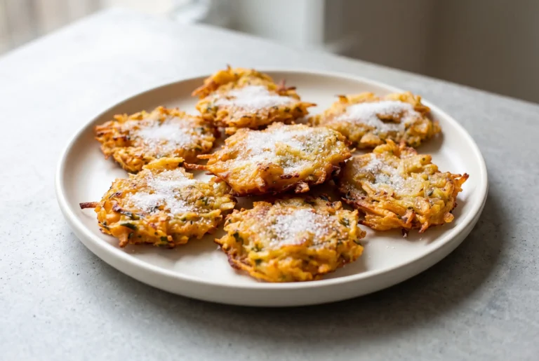 Camote tops sweet potato fritters served on a plate with crisp golden edges