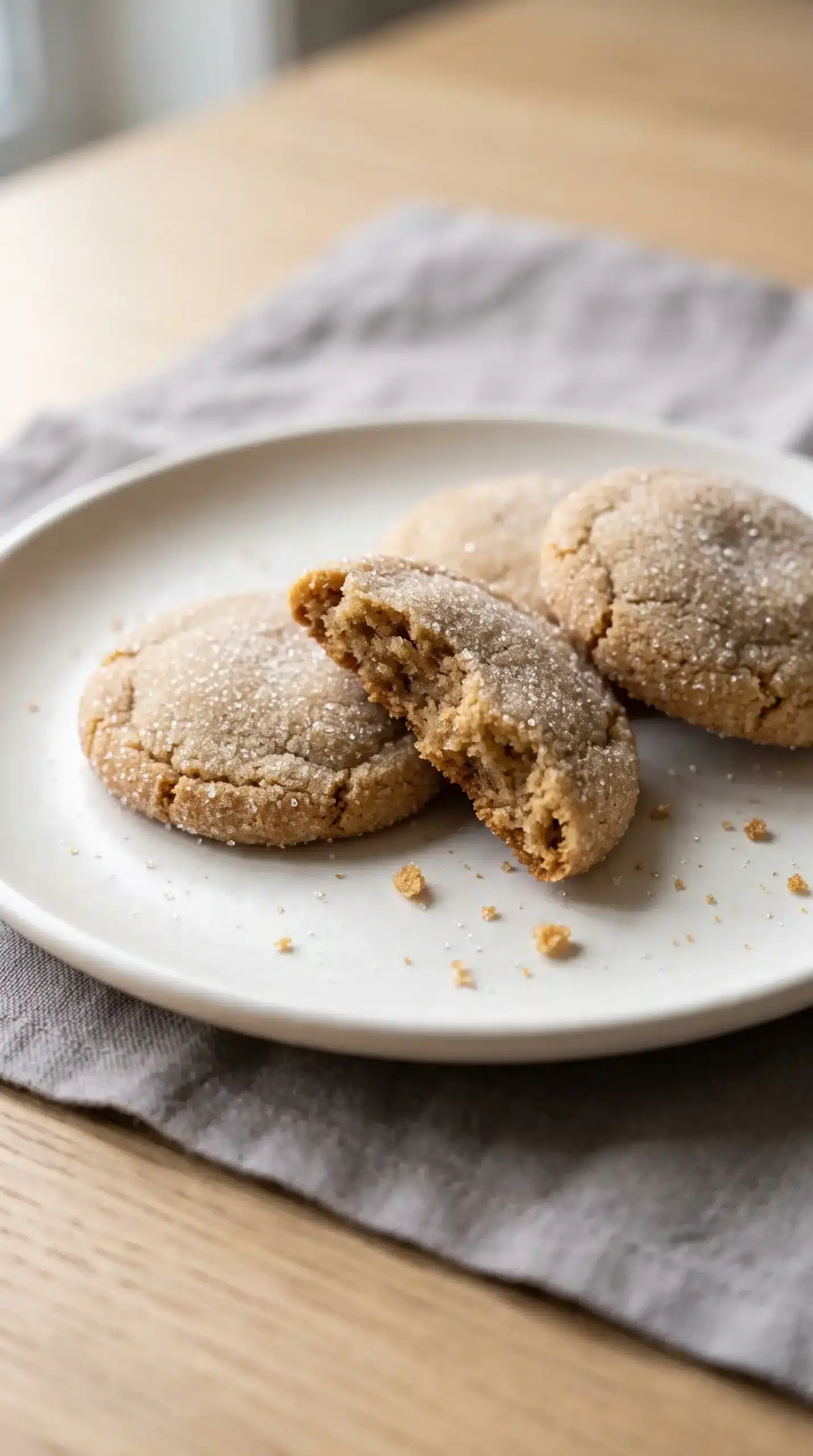 Finished brown sugar cookies showing sparkling coating and soft tender centers
