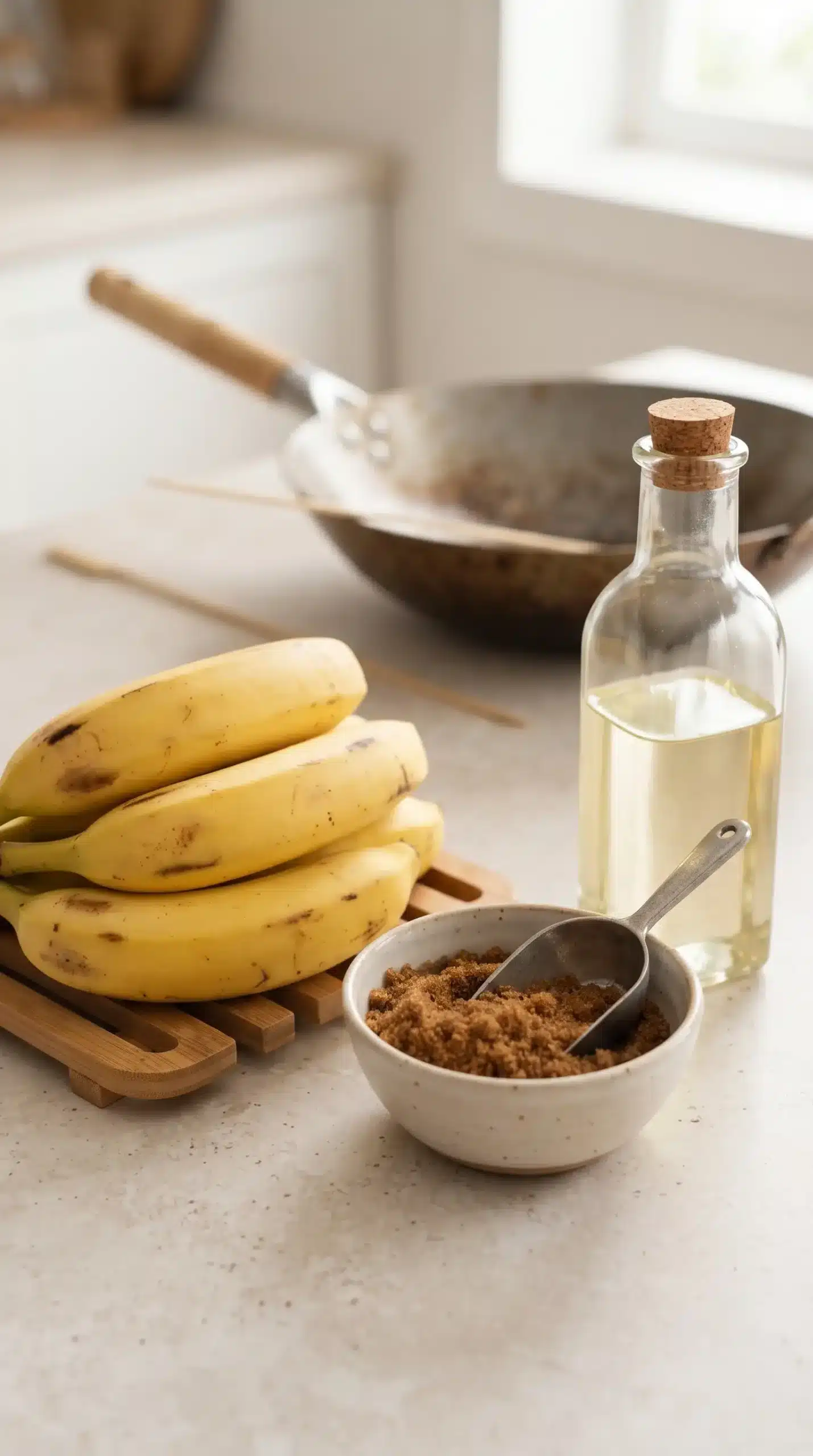 Saba bananas, brown sugar, and oil prepared for banana cue